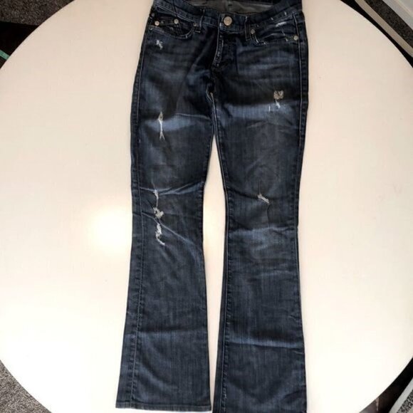 Rock & Republic Skinny Boot Cut Jeans Distressed Faded Dark Denim 27 - Picture 4 of 11